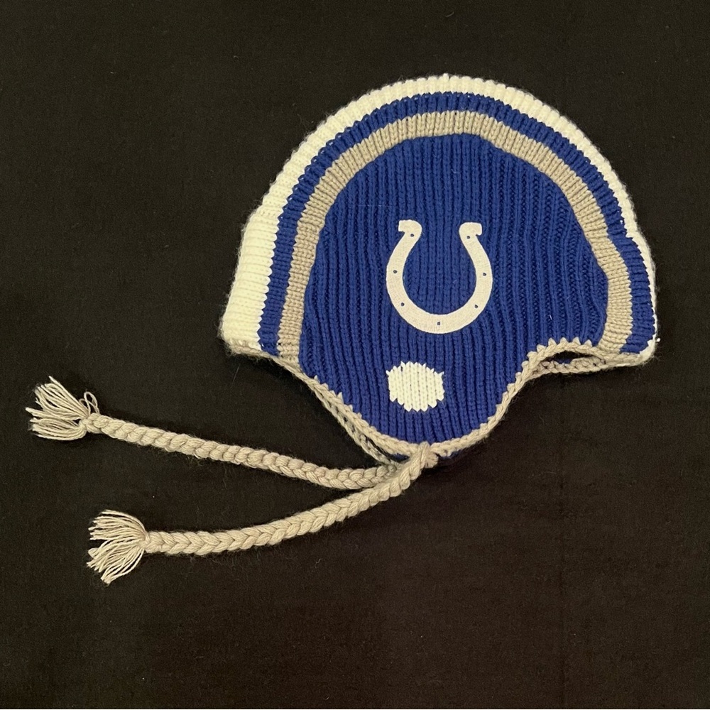 Indianapolis Colts NFL Blue Knit Football Helmet Chullo Beanie Winter Hat EUC